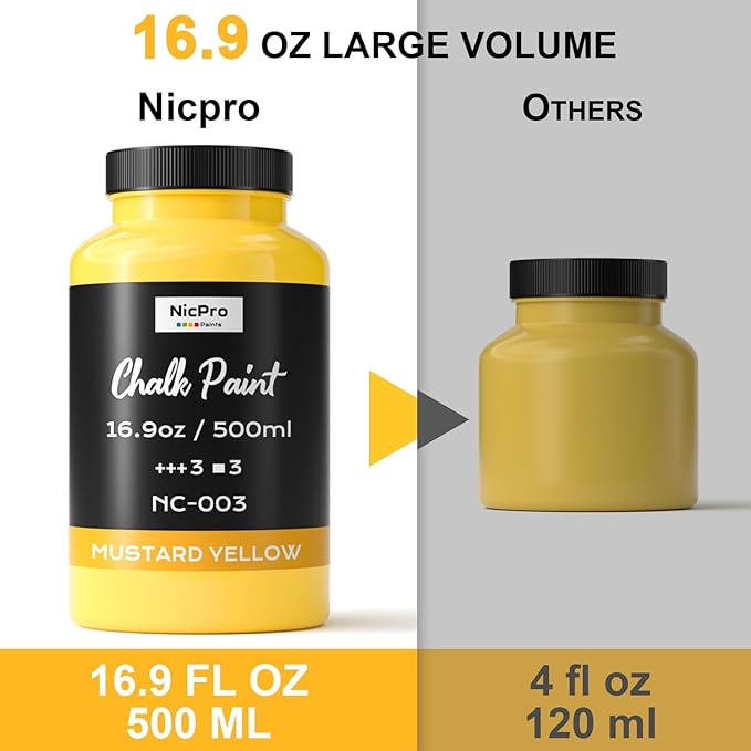 Nicpro 8 Colors Chalk Paint for Furniture, 16.9 oz (500ml) Ultra Matte Finish Acrylic Craft Paint, Non-Toxic Chalk Furniture Paints for Wood, Metal, Cabinets, Home Decor with Liquid Wax, Color Wheel