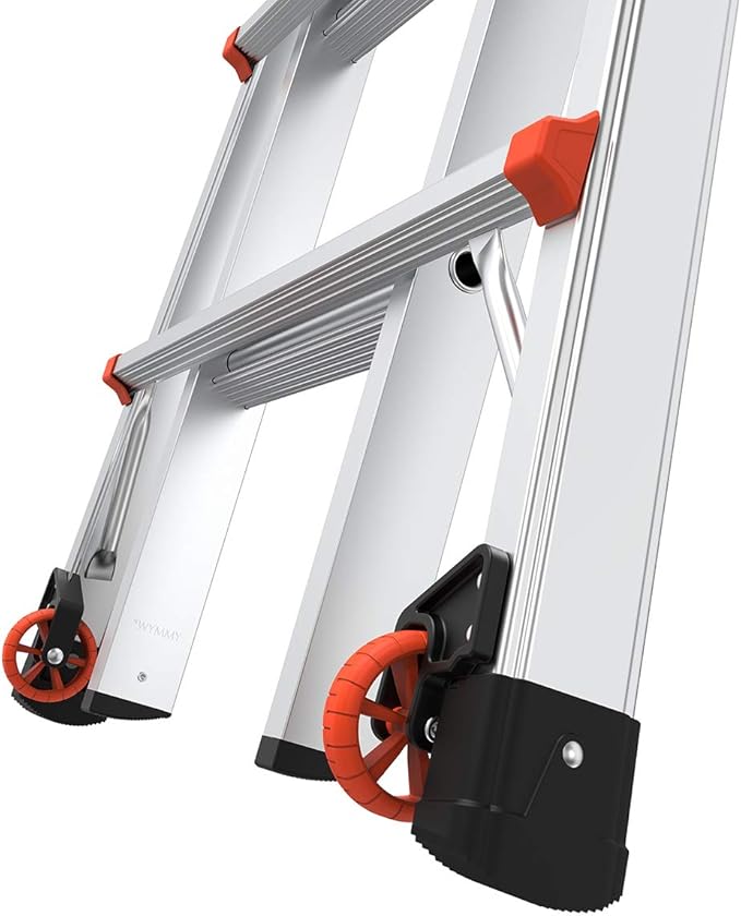 Little Giant Ladders Velocity 26-Ft Folding Multi-Position Ladder, Aluminum, 300 lb Load Capacity, Type 1A Extra Heavy Duty, 26-Ft Reach, with Ratchet Levelers and Wheels (15426-801)