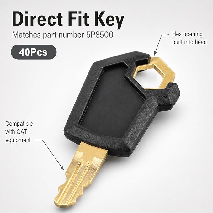 QWORK 5P8500 Keys, 40 Pack Ignition Keys Compatible with Caterpillar Heavy Equipment