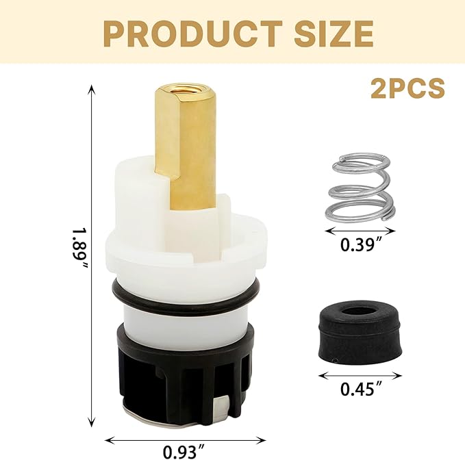 2 Pack RP25513 Two-Handle Faucet Stem Repair Kit with RP24096 Cartridge, RP4993 Seats and Springs, and RP24097 Quarter-Turn Stops Durable Brass and Plastic Faucet Repairs (2)