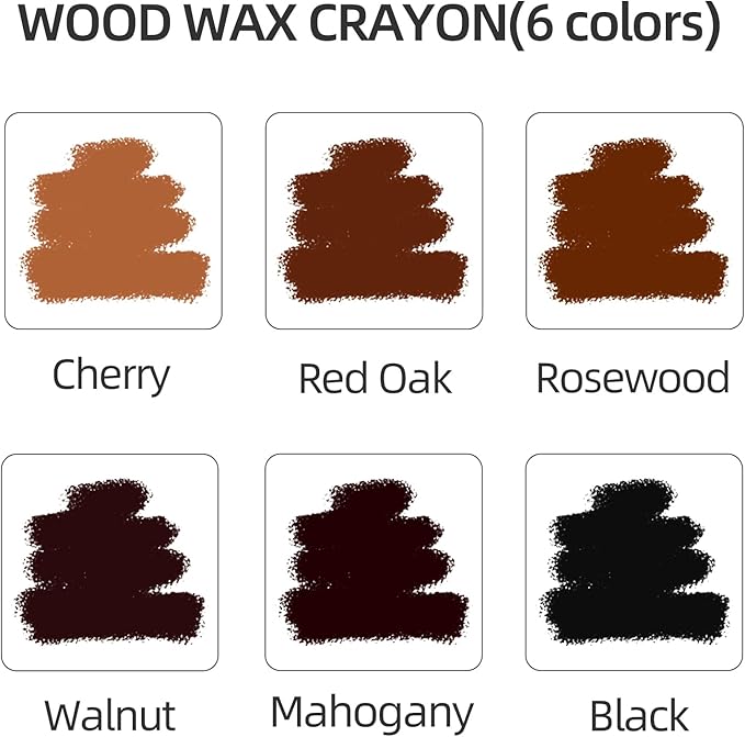 Boncart Wood Filler Sticks,6 Colors Wood Wax Crayons for Repairing Scratches, Scuffs, Cracks, and nail Holes on Wood Furniture, Floors, Cabinets, Tables, and Doors