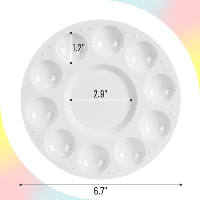 Mr. Pen- Round Paint Tray Palettes, 8 Pack, Plastic White Palettes for Students, Kids, Paint Holder, DIY Craft Class, Painting