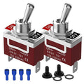 Waterproof Toggle Switch, Malictele SPST 2Pin ON/Off Marine 12V DC 30A/125VAC 20A Heavy Duty Toggle Switch with Waterproof Cap Terminals for Vehicles and Boats-2 Pack