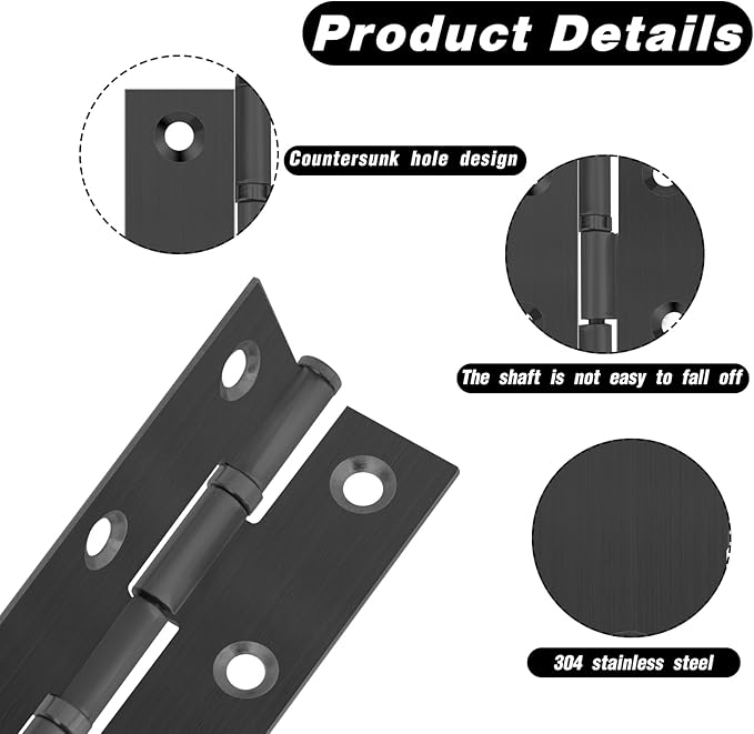 4 Pack 3 Inch Door Hinges Stainless Steel Folding Bifold Butt Cabinet Hinges Black Door Hinges with Screws for Door, Furnitures, Wooden Boxes, Windows, Cupboard, Dressers
