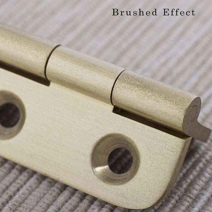 Keenkee 4 PCS Brushed Solid Brass Butt Hinges 2 Inch for Cabinet Doors, Trunks, Wood, Chest Lid, Crafts, Jewelry Box and Small Wooden Boxes, Furnitures, Round Corner Mortise Brass Hinge with Screws