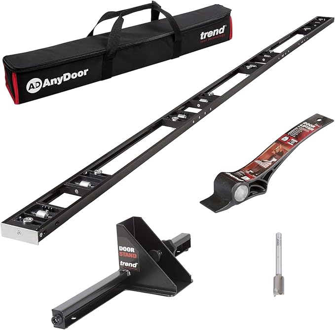 Trend Door Installation Kit with 9ft AnyDoor Hinge Jig, Foot Operated Door Lifter, Door Stand and Router Bit, Adjustable for Standard Door Sizes, H/JIG/D/B1