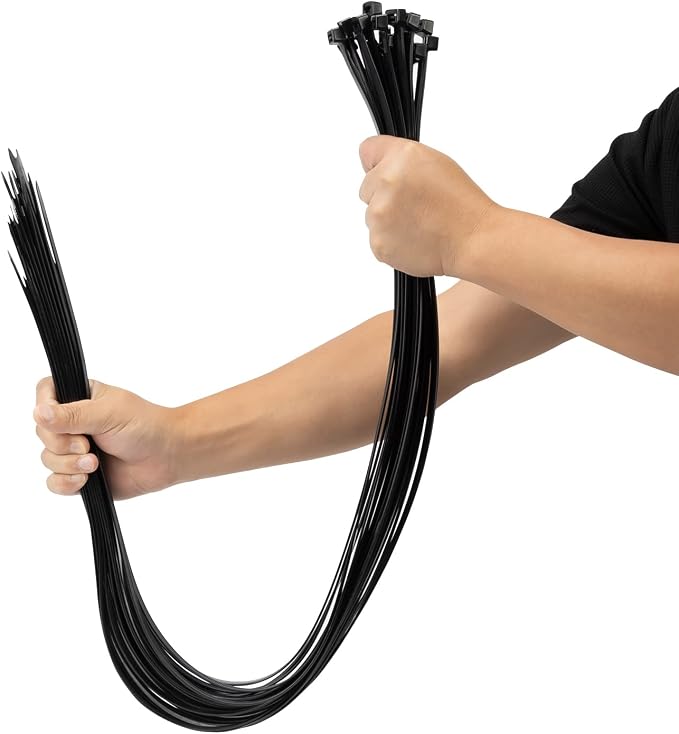XINGO 40 inch Black Zip Ties Heavy Duty 25 PCS, 200 LBS Ultra Strong Plastic Wire Ties, Large Cable Ties Extra Long Tie Wraps, Indoor and Outdoor UV Resistant