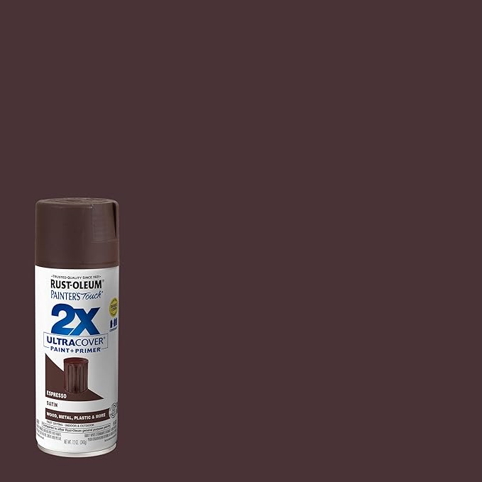 Rust-Oleum 334066-2PK Painter's Touch 2X Ultra Cover Spray Paint, 12 oz, Satin Espresso, 2 Pack