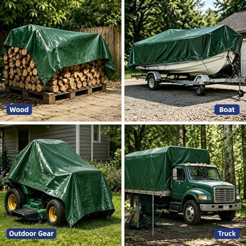 Heavy Duty Waterproof Tarp 16x20 ft, 12 Mil Thick Polyethylene