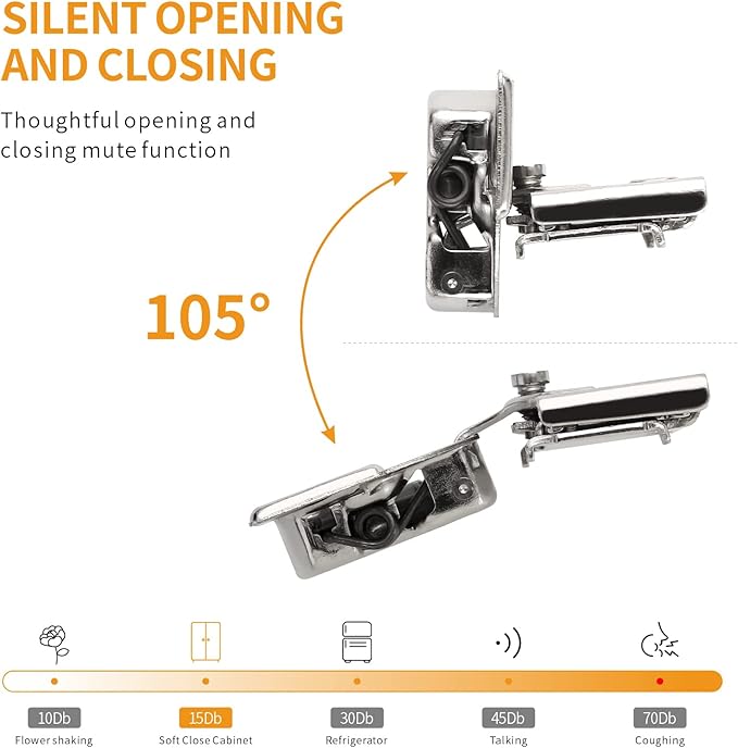 Chibery 50 Pack 1/2" Overlay 3D Soft Close Concealed Hinge for Face Frame Door, Smooth Slow Self Closing Hinges, Satin Nickel, Hidden 105° Open Angle Stainless Steel Hinge for Kitchen Cabinet Door
