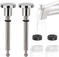 2 Set Universal Tub Spout Diverter Repair Kit Parts, Includes 2 x Diverter Valve Stems, 2 x Cup Seals and 2 x Gates, Bathroom Shower Bathtub Leaky Faucet Repair Replacement Parts (Classic,Chrome)