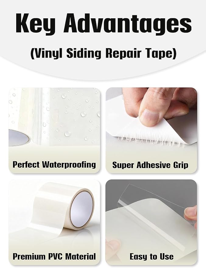 Self-Adhesive Bathtub Repair Kit & Vinyl Siding Patch Kit for Tub Crack, Hole, Wall Repair. Waterproof Shower Wall Cover & Plastic Bathtub Wall Solution. White Bathroom & Tub Repair Kit with Patch
