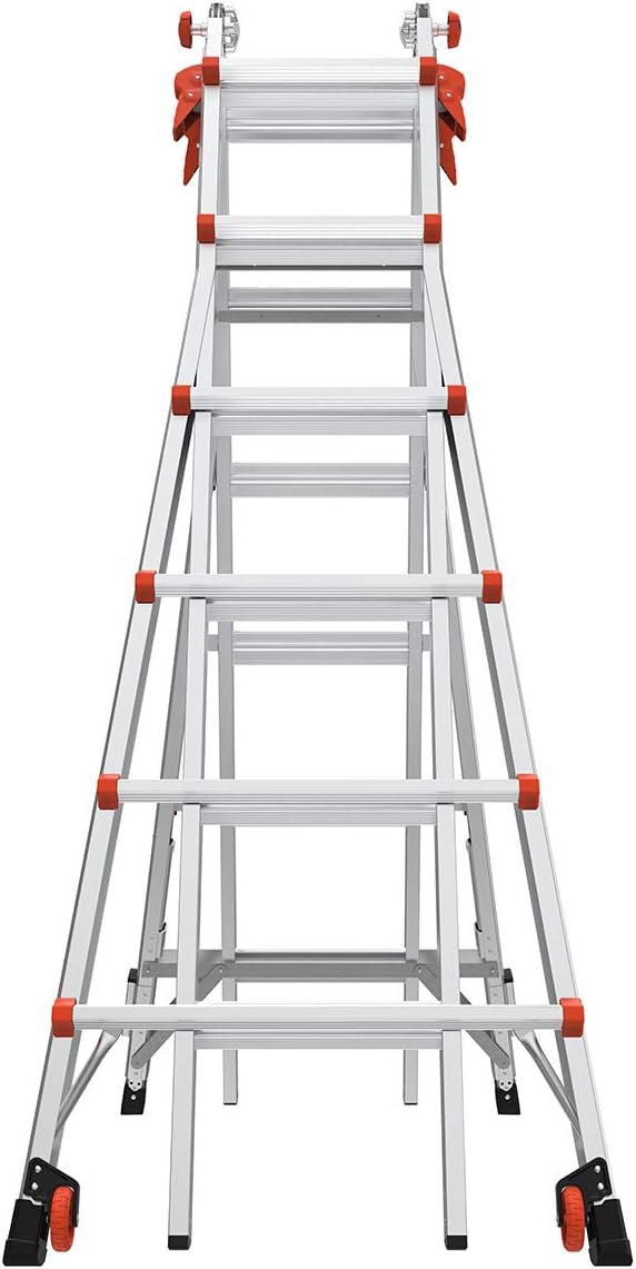 Little Giant Ladders Velocity 26-Ft Folding Multi-Position Ladder, Aluminum, 300 lb Load Capacity, Type 1A Extra Heavy Duty, 26-Ft Reach, with Ratchet Levelers and Wheels (15426-801)