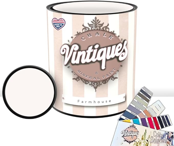 Vintiques Chalk & Mineral Paint, Farmhouse, 32oz - Matte Finish- Easy Application for DIY Projects - Furniture, Wood, Metal, Home Decor and More - includes color card
