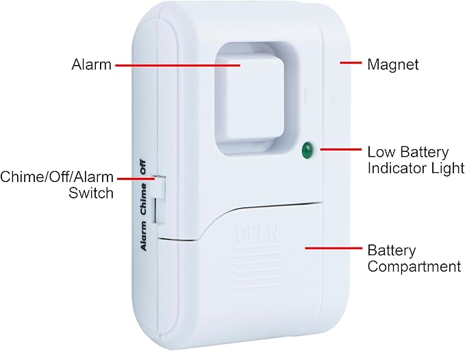 UltraPro Personal Security Window and Door Alarm, 4 Pack, DIY Protection, Burglar Alert, Wireless Chime/Alarm, Easy Installation, Home Security, Ideal for Home, Garage, Apartment and More, 45174