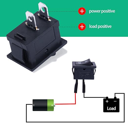 Twidec/5Pcs Rocker Switch AC 6A/250V 10A/125V SPST 2 Pins 2 Position ON/Off Car Boat Square Black Rocker Switch Toggle with Pre-soldered Wires KCD1-1-101-ON-OFF-X