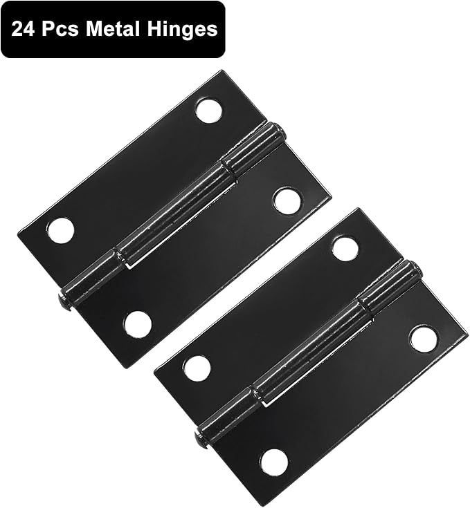 Murtenze 24 Pack 1.5 Inch Door Hinges, Black Butt Hinges with Mounting Screws