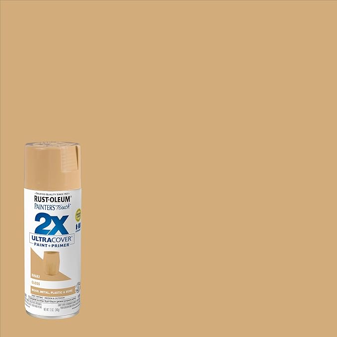 Rust-Oleum 249103 Painter's Touch 2X Ultra Cover Spray Paint, 12 oz, Gloss Khaki