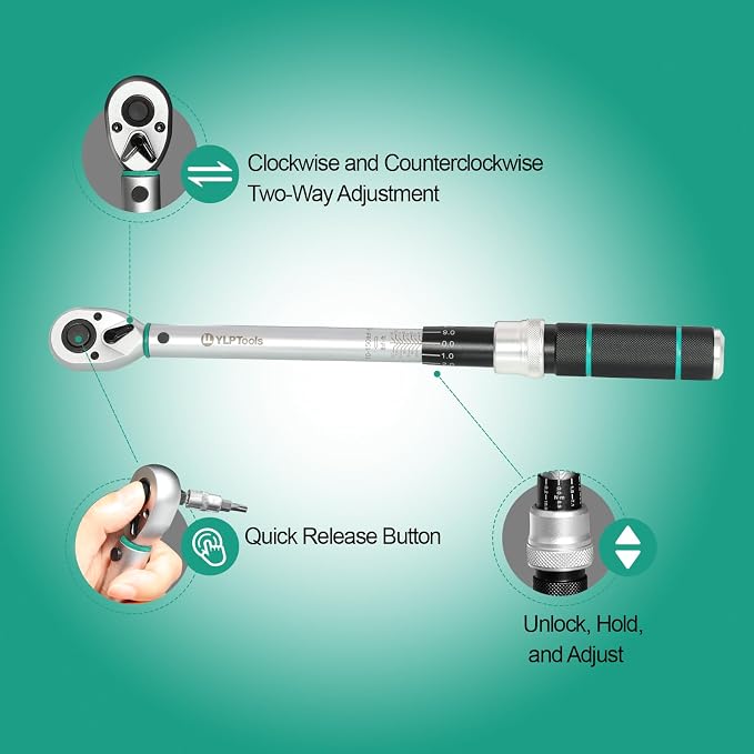 3-Piece Click Torque Wrench Set – 1/4", 3/8", 1/2" Drive, ±3% Accuracy, 72-Tooth Ratchet, Dual-Direction, Chrome Vanadium Steel, Includes Storage Cases