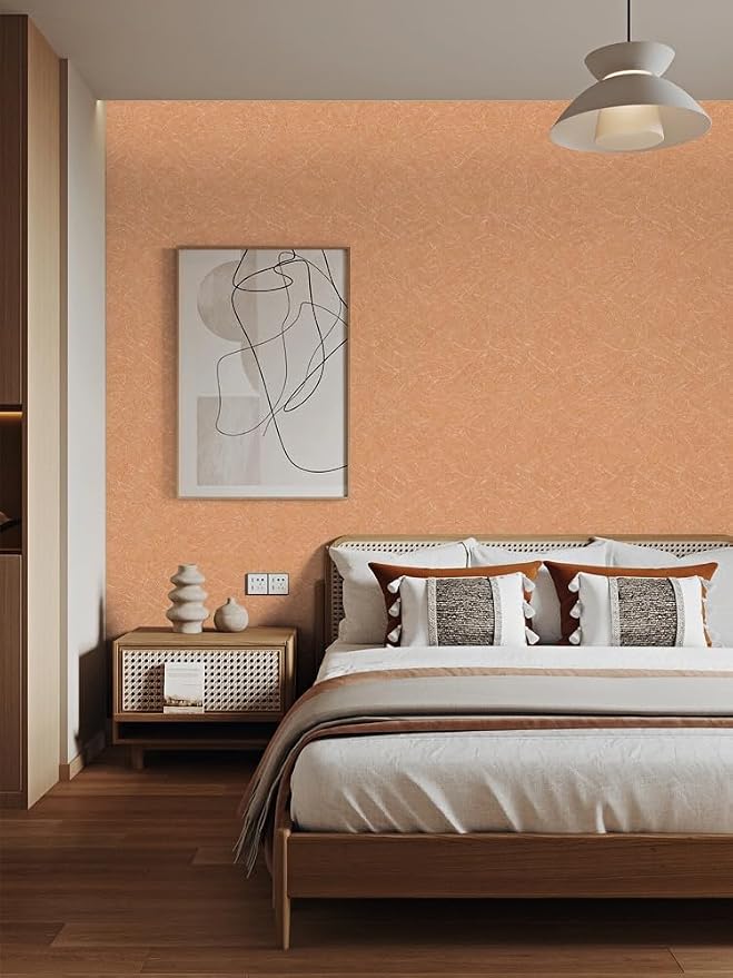 Cream Peel and Stick Self Adhesive Wallpaper Countertop Contact Paper | Orange Removable Embossed Silk Waterproof Bathroom Wallpaper 15.7" X 393.7" Kitchen Vinyl Wrap for Cabinet Shelf Liner Paper