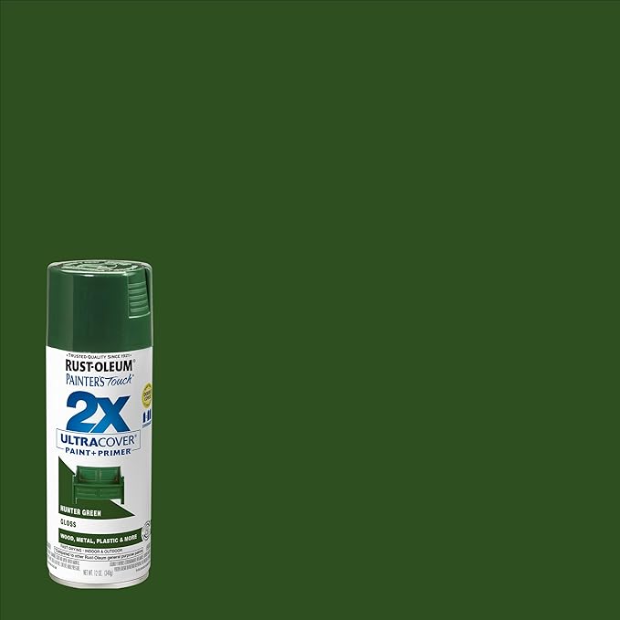 Rust-Oleum 249111 Painter's Touch 2X Ultra Cover Spray Paint, 12 oz, Gloss Hunter Green