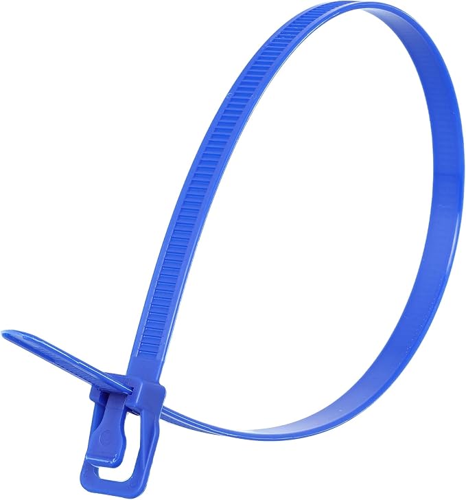 RETYZ 14-Inch Blue Reusable Releasable Cable Ties – 20 Pack, 120 lb Strength, Patented Quick-Release, Heavy-Duty Design for Industrial and Commercial Use