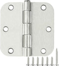 30 Pack Rounded Brushed Nickel Door Hinges 3.5 Inch 5/8" Radius 3 1/2" Satin Sliver Hinge No Squeak Flat Bifold for Bedroom Pantry Clean Glass French Interior Wood Doors,Table,Gate,Hardware