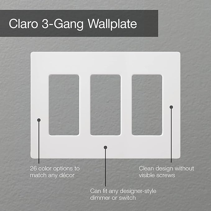 Lutron Claro 3 Gang Decorator/Rocker Wallplate, Satin, Taupe (1-Pack) | SC-3-TP
