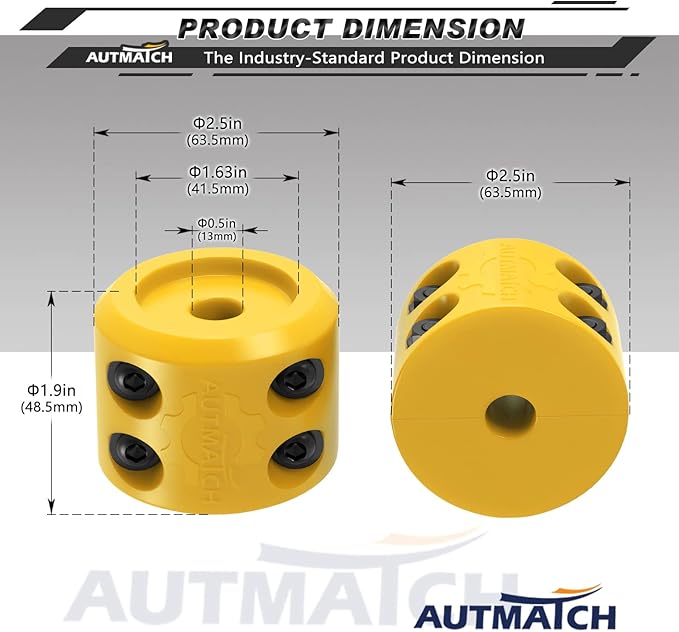 AUTMATCH Winch Cable Hook Stopper (2 Pack), Silicone Rubber Winch Stopper for Wire & Synthetic Rope, Winch Line ATV UTV, Shock Absorbent, Prevent Pulling Bounce and Abrasion, Yellow