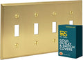 Rio Salto BRASS Deco Collection Standard Size 4-Gang Toggle Brushed Gold Light Switch Cover Wall Plate Corrosion Resistant Receptacle Wallplate Covers 4 Gang