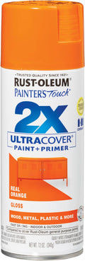 Rust-Oleum 249095 Painter's Touch 2X Ultra Cover Spray Paint, 12 oz, Gloss Real Orange