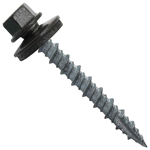 10 x 1-1/2" Dark Bronze Metal Roofing Screws - Hex Washer Head- Self-Starting/Tapping - EPDM Washer. 1 x 250 Count Bag - 250 Screws