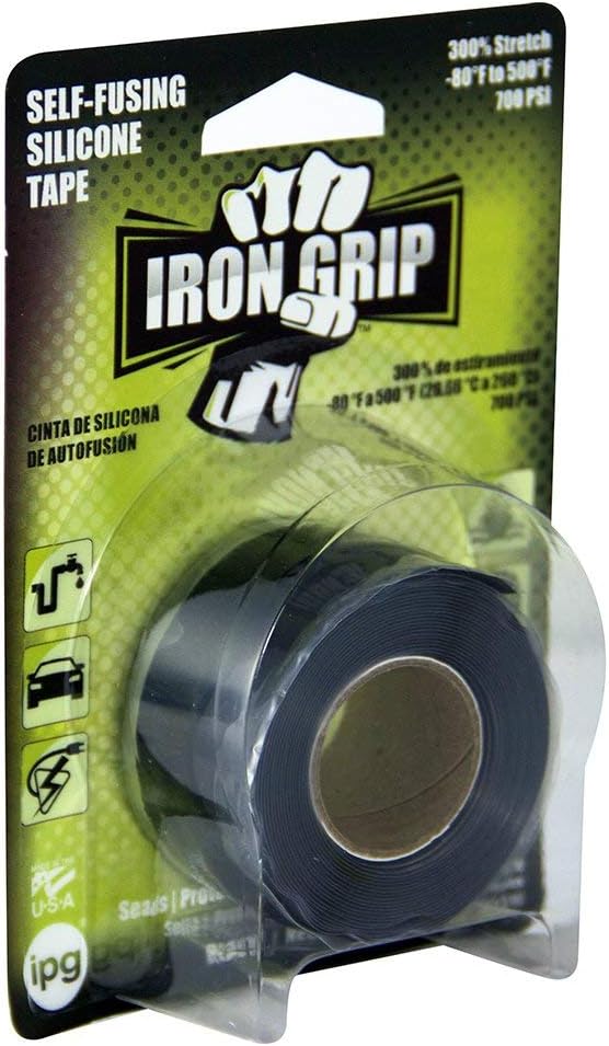 IPG Iron Grip Self-Fusing Silicone Tape, 1" x 10 ft, Black (Single Roll)