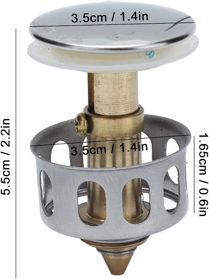 Bathroom Folding Drain Filter - Copper & Stainless Steel, Push-Pull Bounce Core, Clog Prevention for Shower & Sink, & Easy to Clean