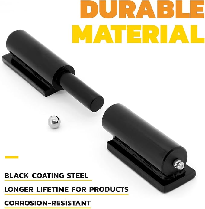 4PACK Gate Hinge, Heavy Duty (7"), Weld-On Install, Wood/Metal Fence - Black