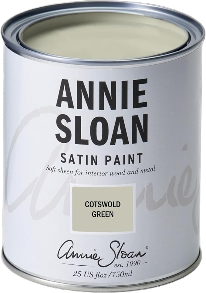 Annie Sloan Satin Paint (Cotswold Green, 25 Fl Oz/750 mL). Soft sheen for interior wood and metal. Self-leveling, all-in-one paint with no wax or lacquer required.