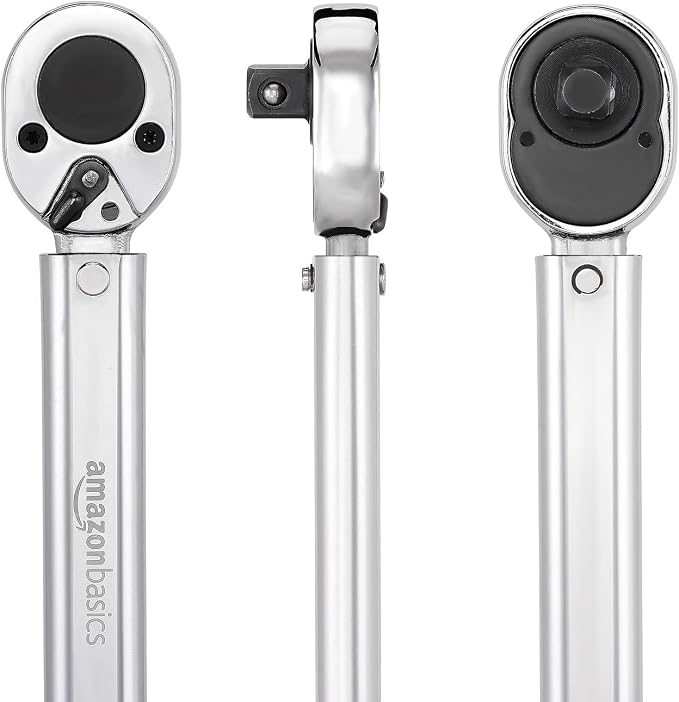 Amazon Basics 1/2-Inch Drive Click Heavy-Duty Torque Wrench with Audible Click, High Accuracy, 25-250 ft-lb, 33.9-338.9 Nm