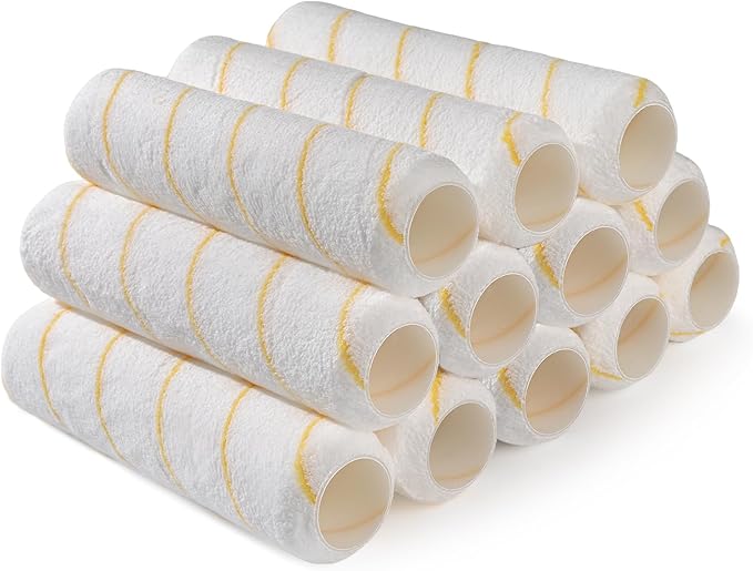 Paint Roller Covers, 12 Pack, 9 Inch Microfiber Paint Roller, 3/8" Nap Covers for Paint Roller Frame, Rollers for Painting, House Painting Supplies for Painting Walls