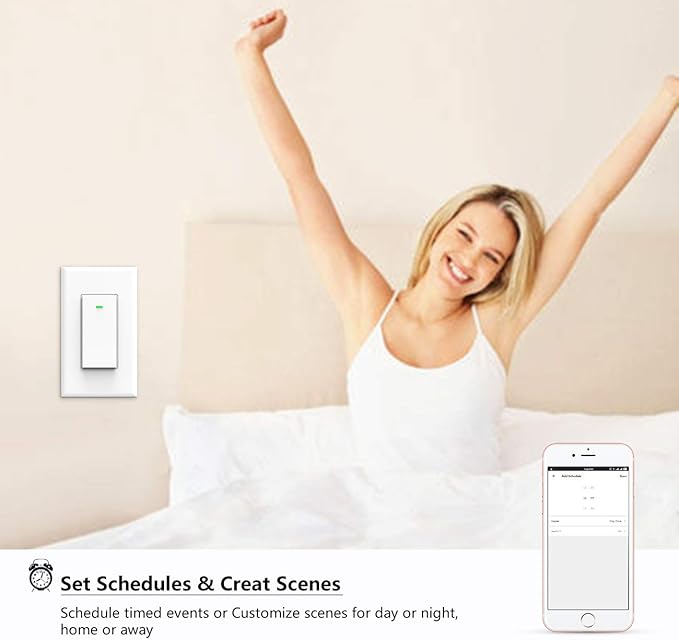 Smart Switch WiFi Wall Light Switch, Compatible with Alexa Google Home
