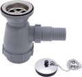Ambassador Marine - 2 inch Drain, Trap Sink Drain, 1-1/4 inch & 1-1/2 inch Hose Barb, w/Chain Stopper - Brushed Finish - S00-0109-BP-W