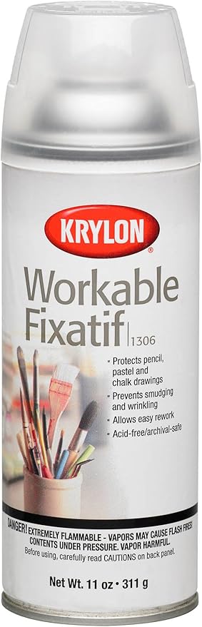Krylon K01306 Workable Fixatif Spray Clear, 11-Ounce Aerosol,Matte