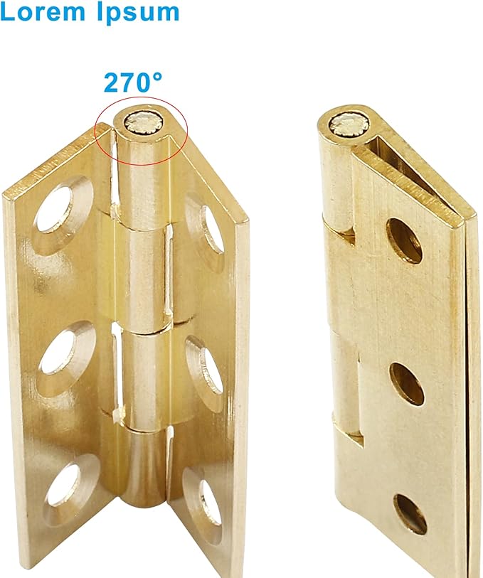 12Pcs Mini Solid Brass Hinges,1.5 Inch Mini Solid Brass Butt Hinges,Small Folding Butt Box Hinges,Brushed Gold Interior Door Hinges for Chest Wood Box Cabinet Door