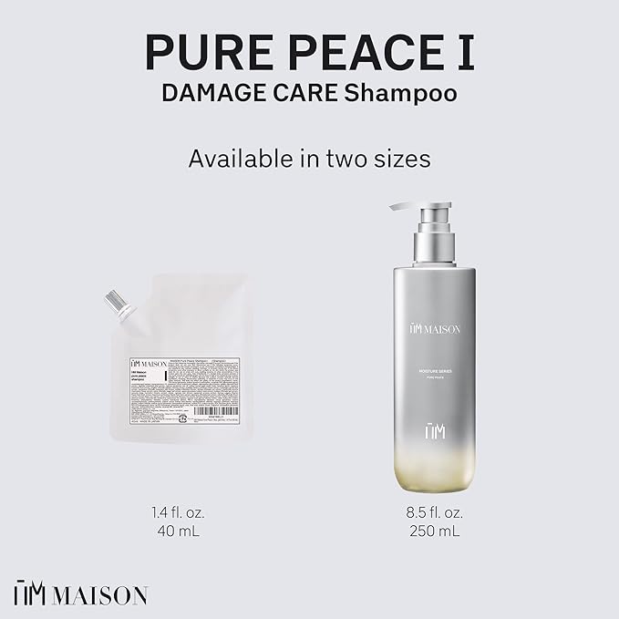 Japanese Shampoo for Dry Damaged Hair Repair - Sulfate Free, Paraben Free, No Silicone - Amino Acid Cleanser, Keratin & Silky Protein Repair Complex | Pure Peace I - 8.5 Fl Oz