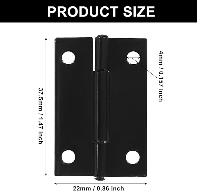 Murtenze 24 Pack 1.5 Inch Door Hinges, Black Butt Hinges with Mounting Screws