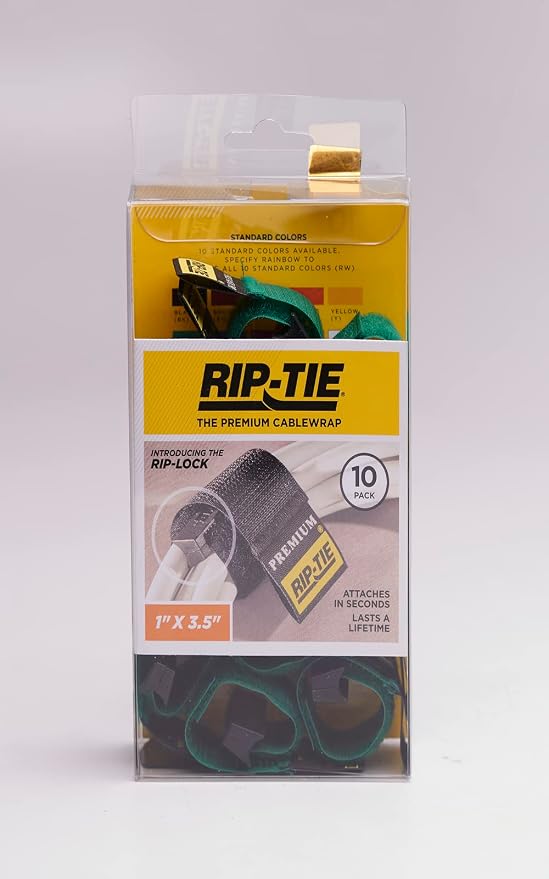 RIP-TIE 1 x 3.5 Rip-Lock CableWrap Cable Tie Perfect for Heavy Duty Cables 10 Pack Green