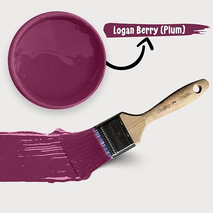 Chalky Chicks 8 Fl Oz Matte Logan Berry (Plum) Chalk Paint for Furniture Without Sanding - No Prep Furniture Paint No Sanding All in One for Crafts, Wood, Walls, Cabinet, Metal, Dresser, Farmhouse