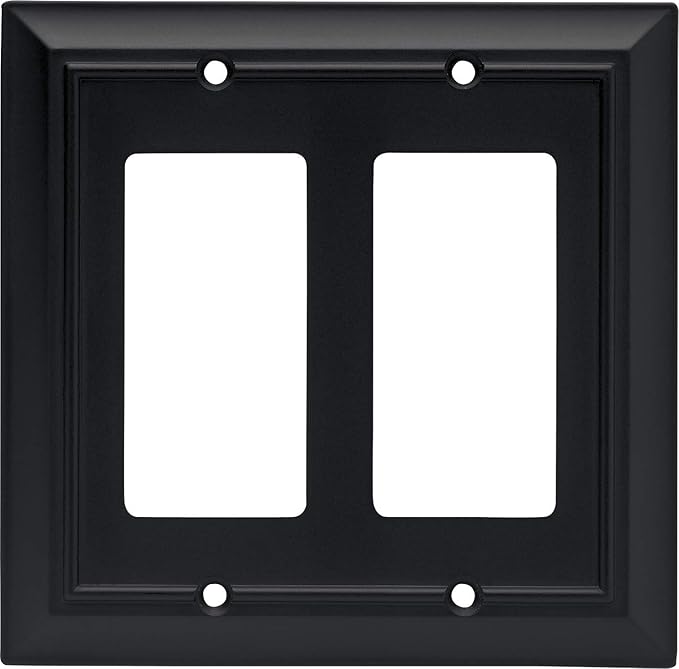 Franklin Brass Architectural (1-Pack) Decorative Light Switch Cover Matte Black 2-Gang Decorator/Rocker Wall Plate Double Electrical Outlet Guard 64211