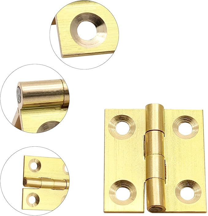 8Pcs 1 Inch Brass Butt Hinges, Gold Jewelry Box Hinges Small Cabinet Hinges Square Door Hinge Folding Craft Hinge Heavy Duty for Furniture Cupboard Drawer