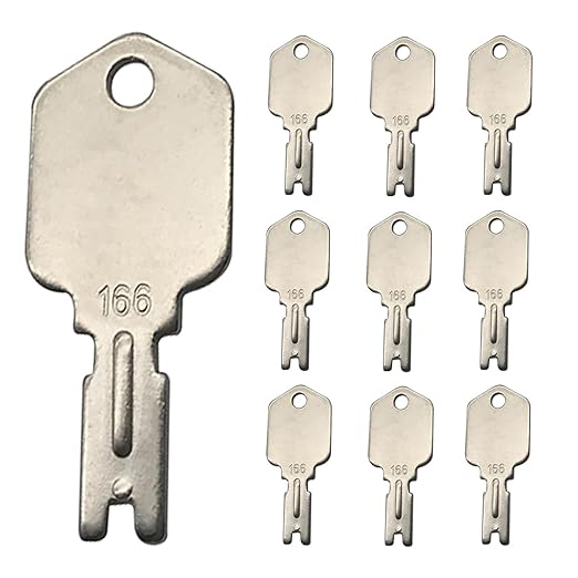 Ignition Keys, 10 Pack 166 Forklift Key Hyster Heavy Equipment Keys for Clark Yale Hyster Komatsu Crown (166 Forklift Key)