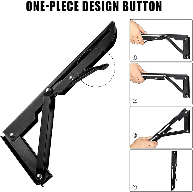 Folding Shelf Brackets - 12 Inch 4 Pcs Heavy Duty Shelf Brackets, Collapsible Shelf Bracket, DIY Wall Mounted Foldable Shelf, Table Brackets, Space Saving with Screws